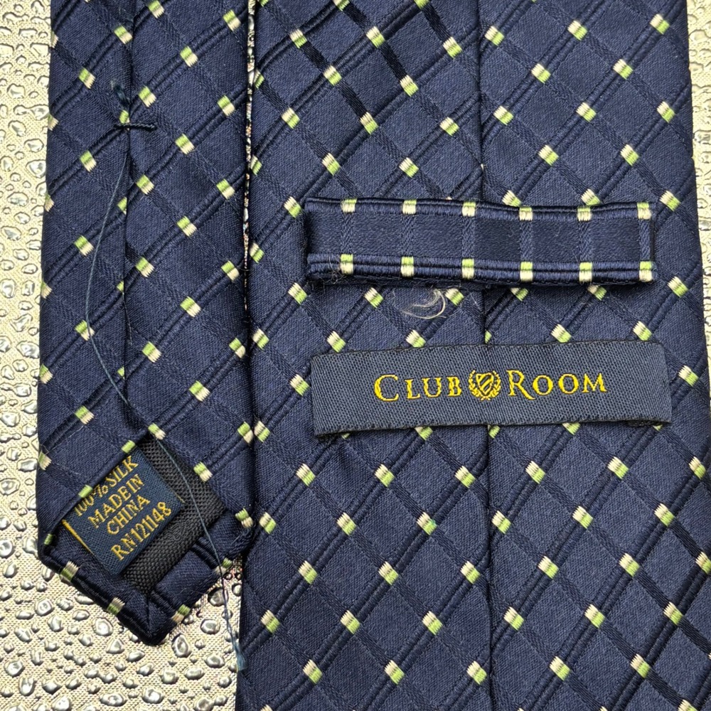 Club Room Mens Navy Blue Silk Diamond Pattern Dress Tie‎ Necktie